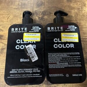 (2 Pack) BRITE Clean Permanent Hair‎ Color Kit - #Black - 1 Application x  Pack